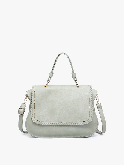 Cricket Studded Flapover Hobo Bag - Blue