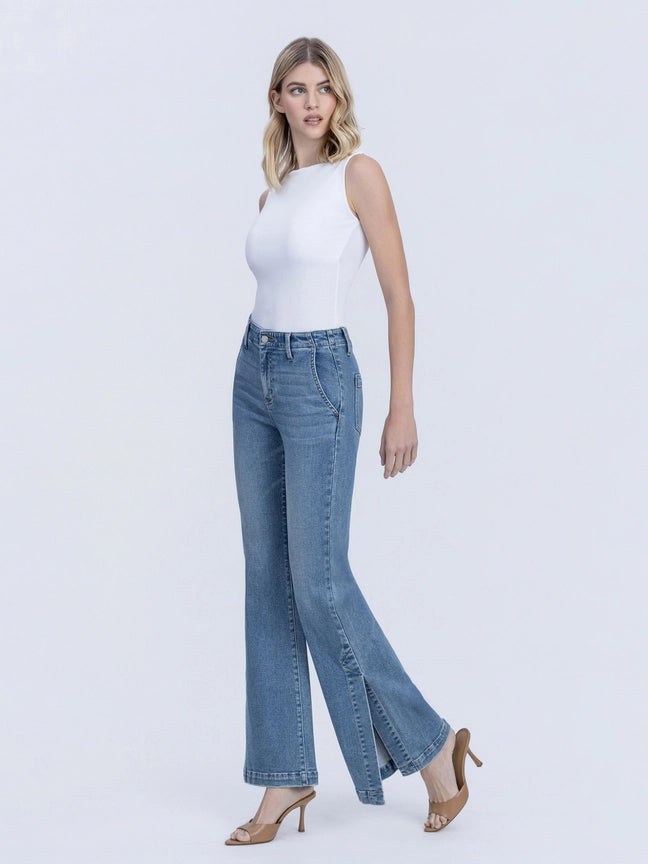 Clara Slit-Hem Flare Jeans