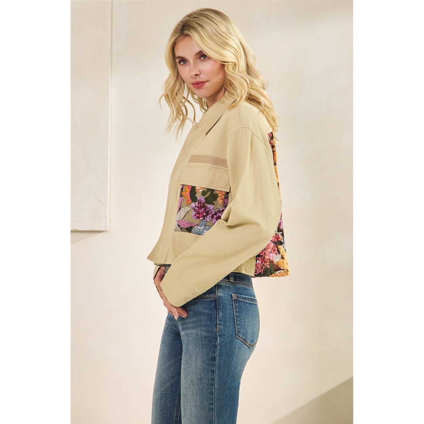Genevieve Floral Lace Denim Jacket