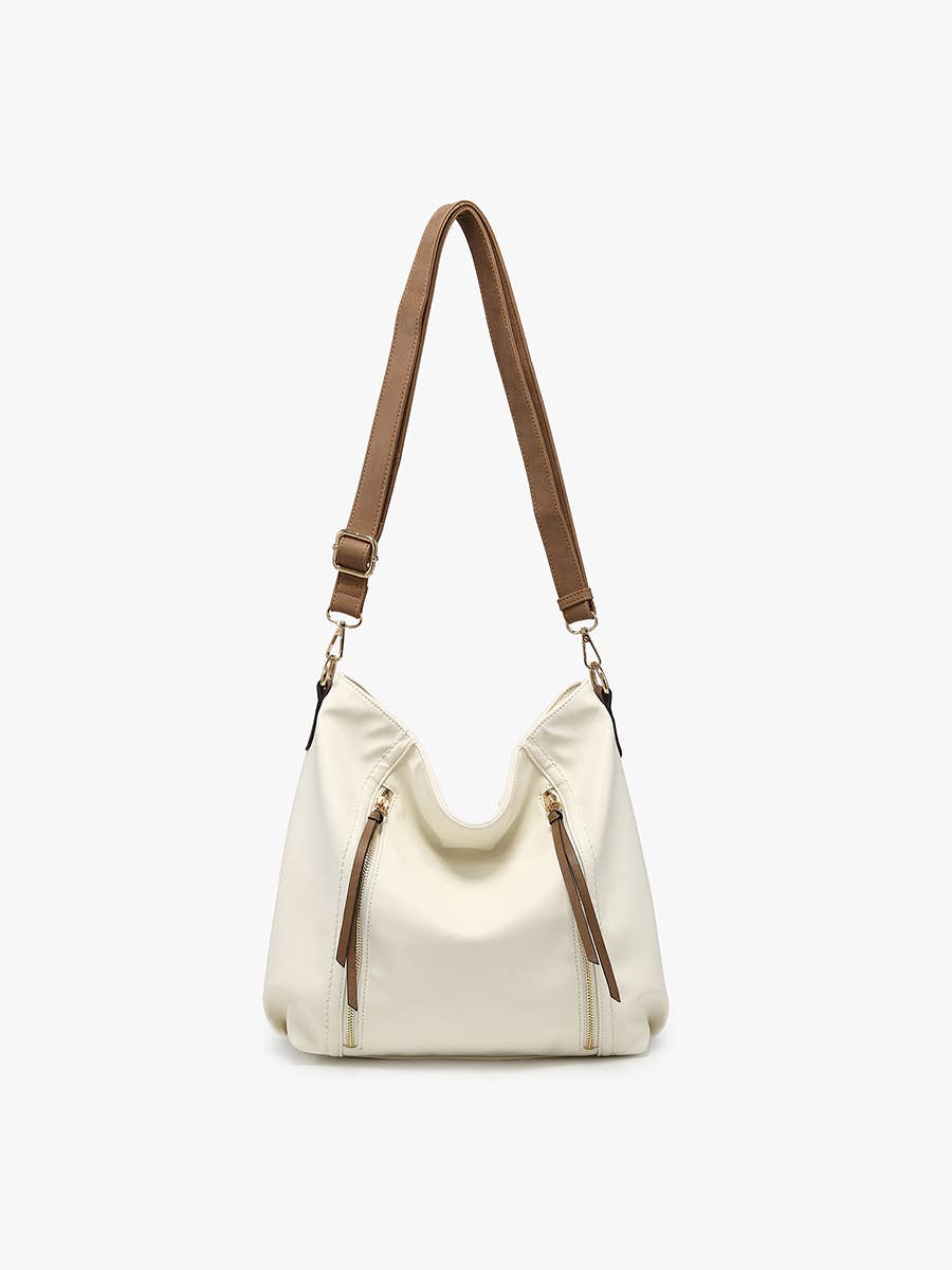Mina Distressed Hobo Bag - Olive/Brown