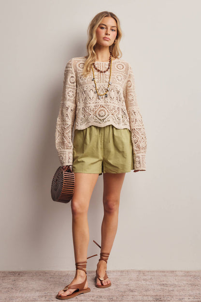 Oatmeal Linen Shorts