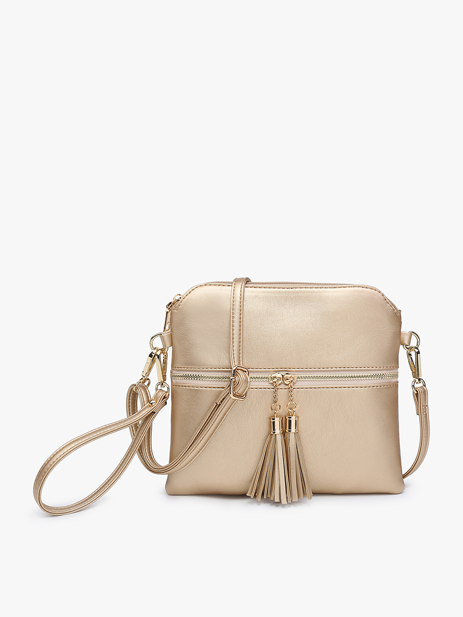 Tara Double Zip Crossbody- Cow