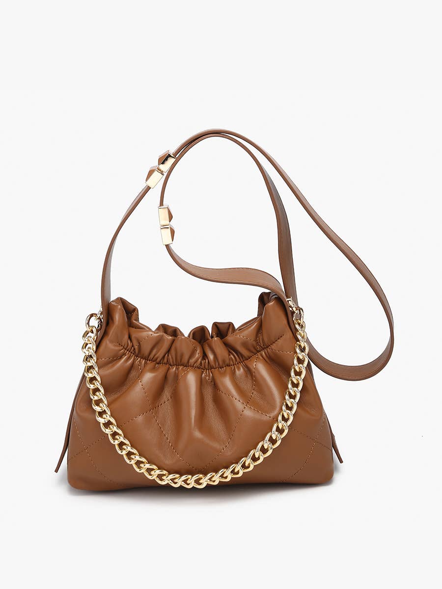 Sydney Ruched Bucket Bag- Brown