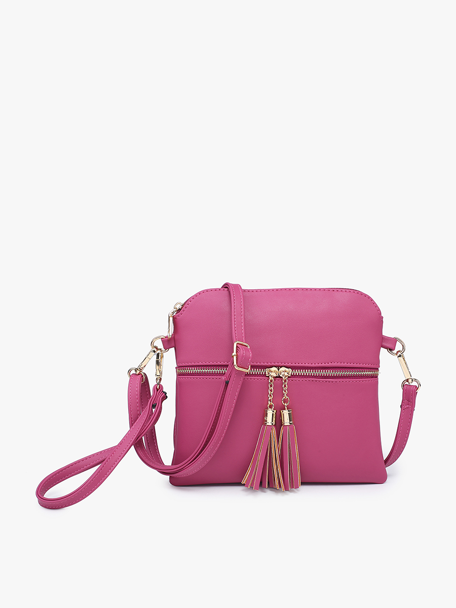 Tara Double Zip Crossbody - Cocoa Pearl