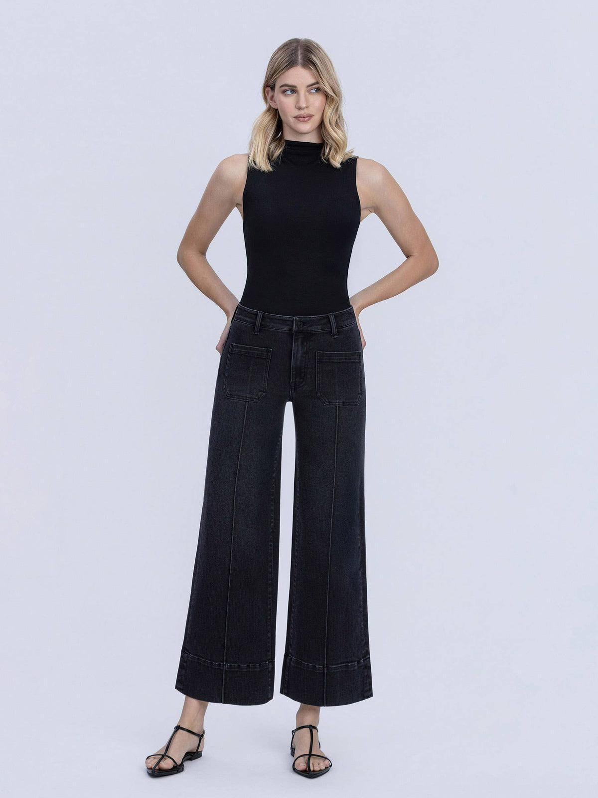 Tara Wide Leg Back Denim Jeans