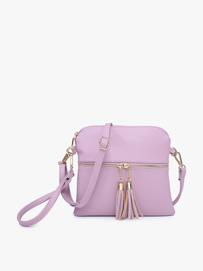 Tara Double Zip Crossbody- Cow