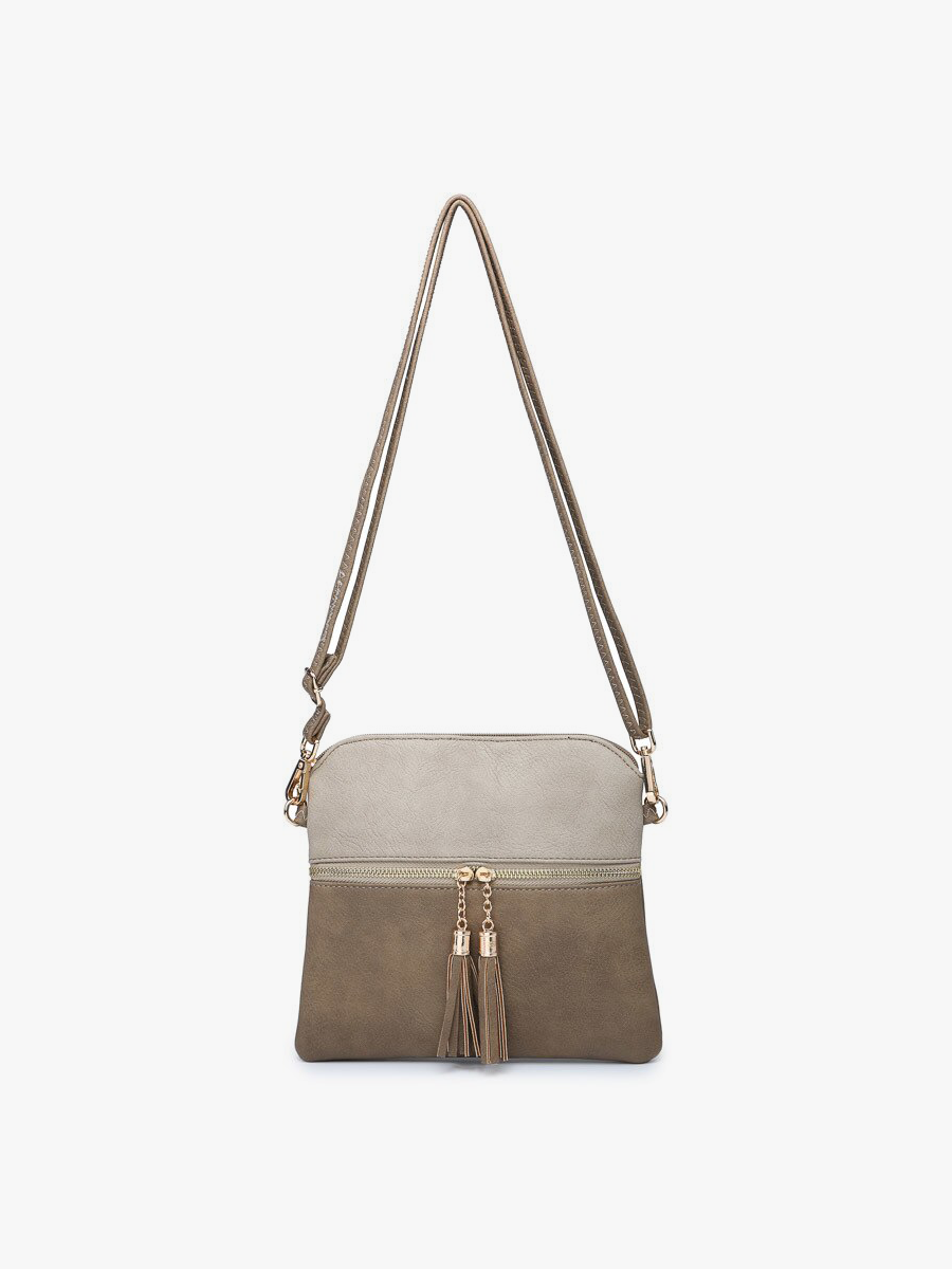 Tara Double Zip Crossbody- Cow