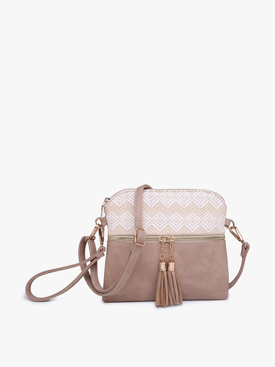 Tara Double Zip Crossbody- Cow