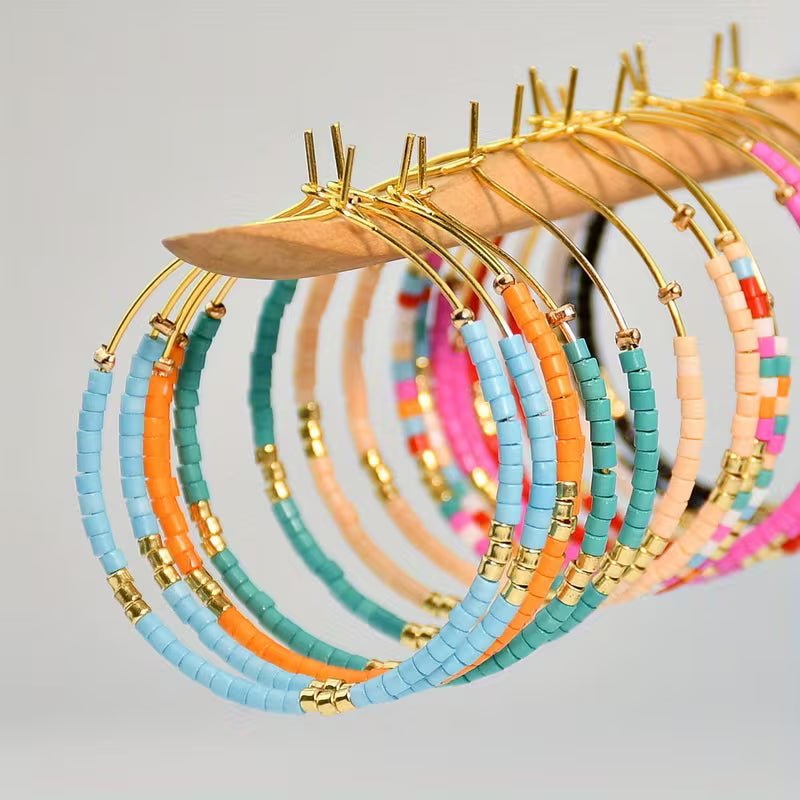 Fern Beaded Hoops