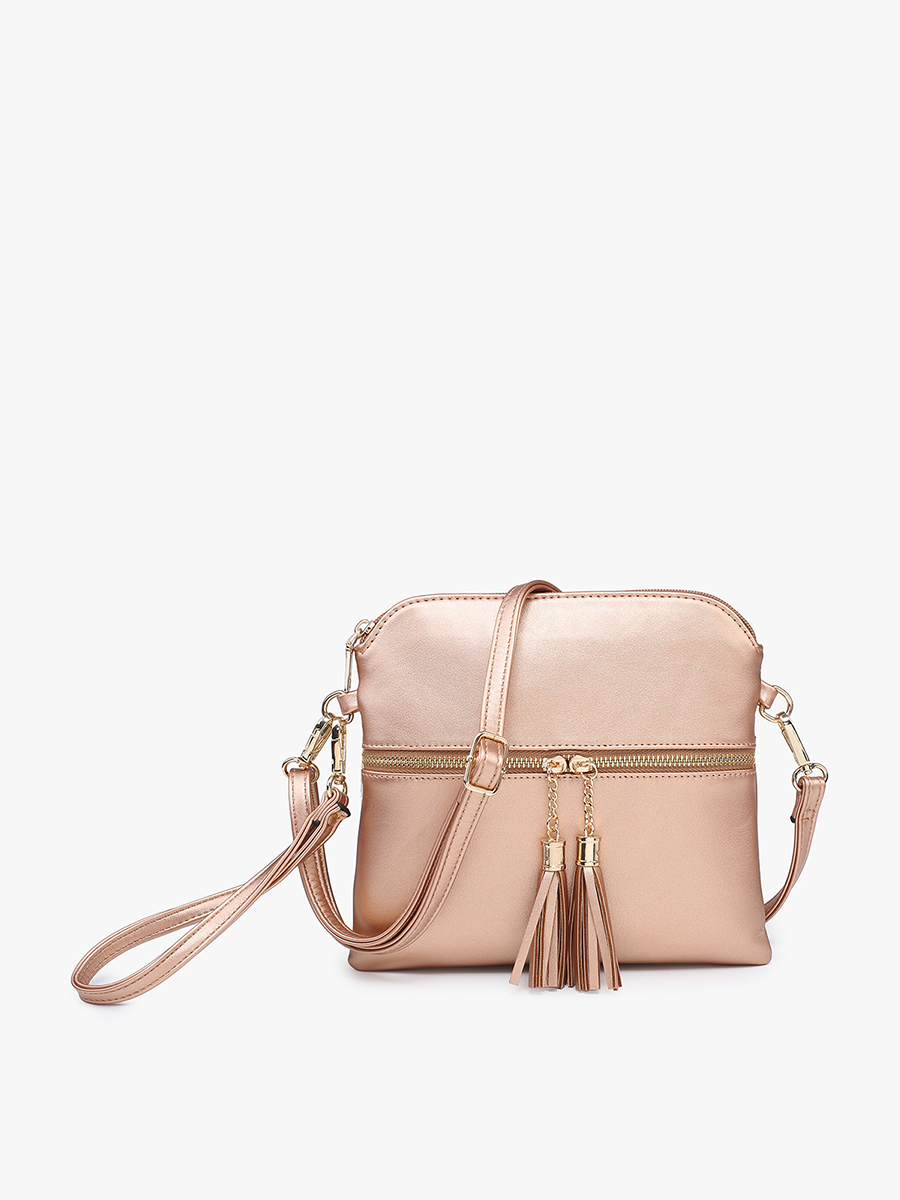 Tara Double Zip Crossbody - Cocoa Pearl