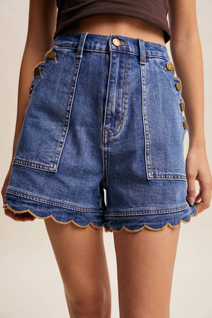 Ella Scallop Denim Shorts