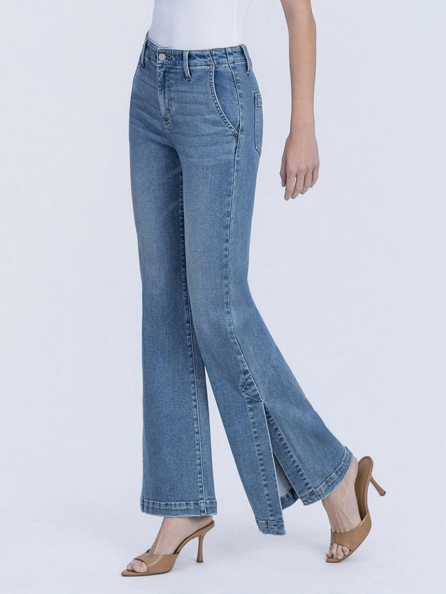 Clara Slit-Hem Flare Jeans