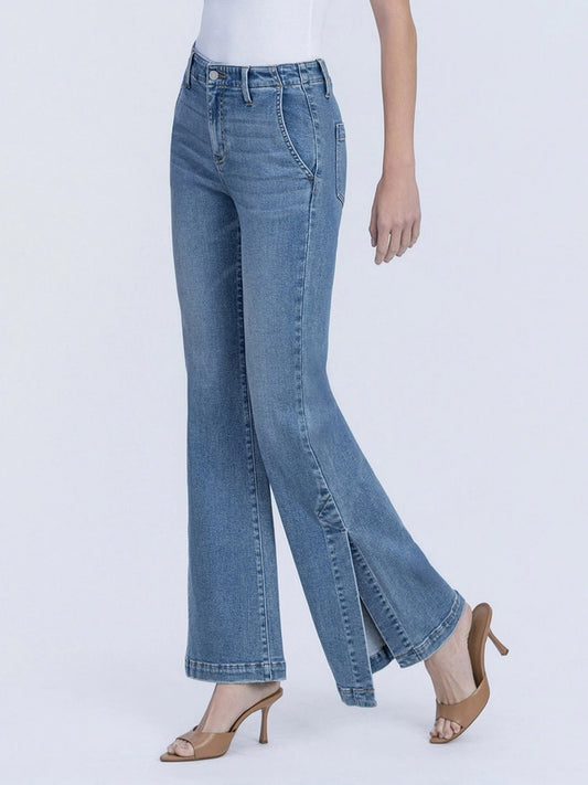 Clara Slit-Hem Flare Jeans