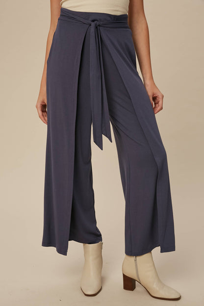 Cranberry Wrap Front Wide Leg Pants
