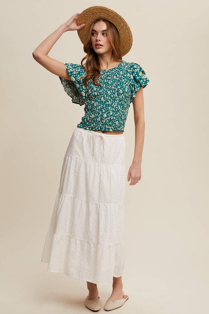 Daisy Smocked Ruffle Sleeve Top