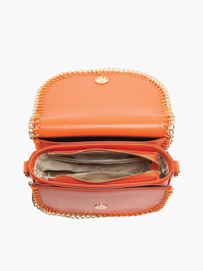 Istanbul Gold Chain Trim Crossbody - Orange