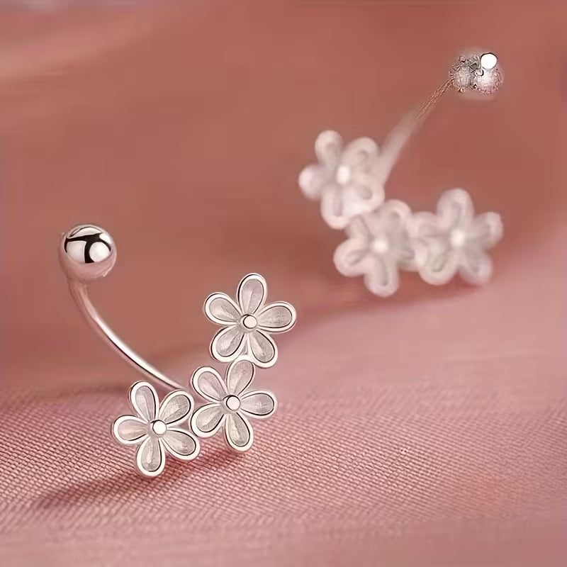 Silver Floral Drop Earrings
