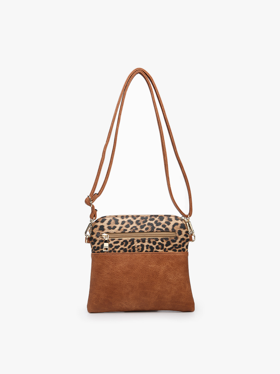 Tara Double Zip Crossbody- Cow