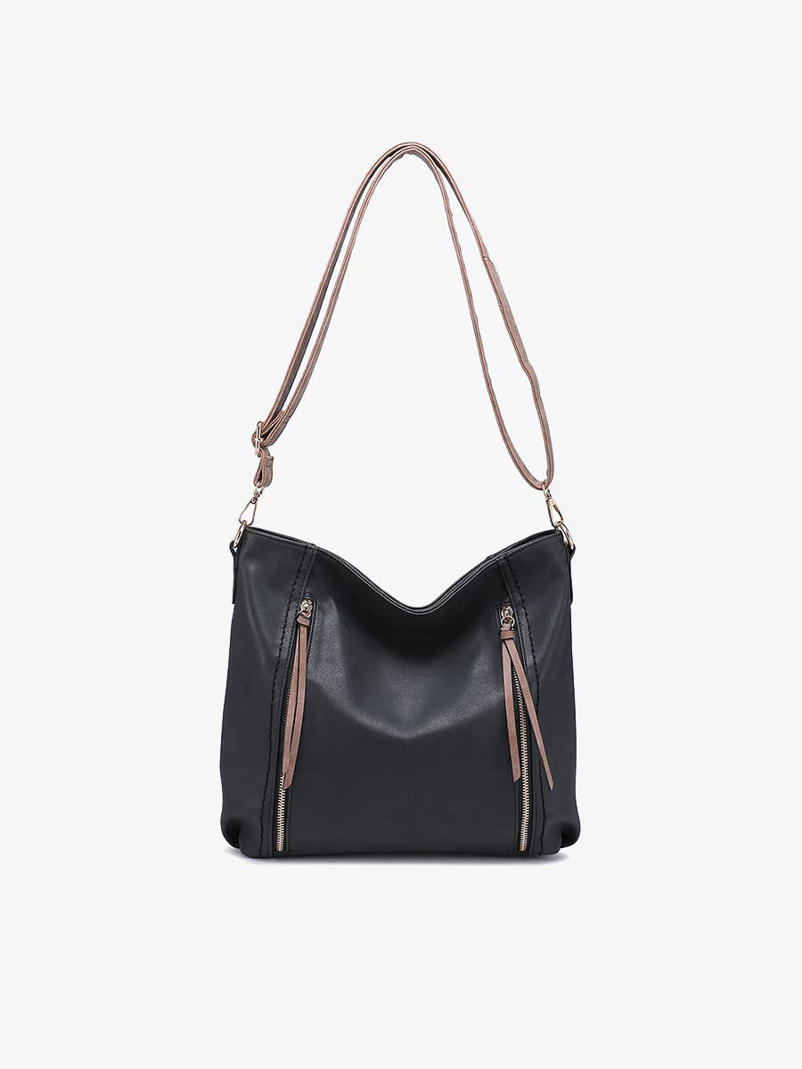 Mina Distressed Hobo Bag - Olive/Brown