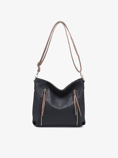Mina Distressed Hobo Bag - Tan/Grey