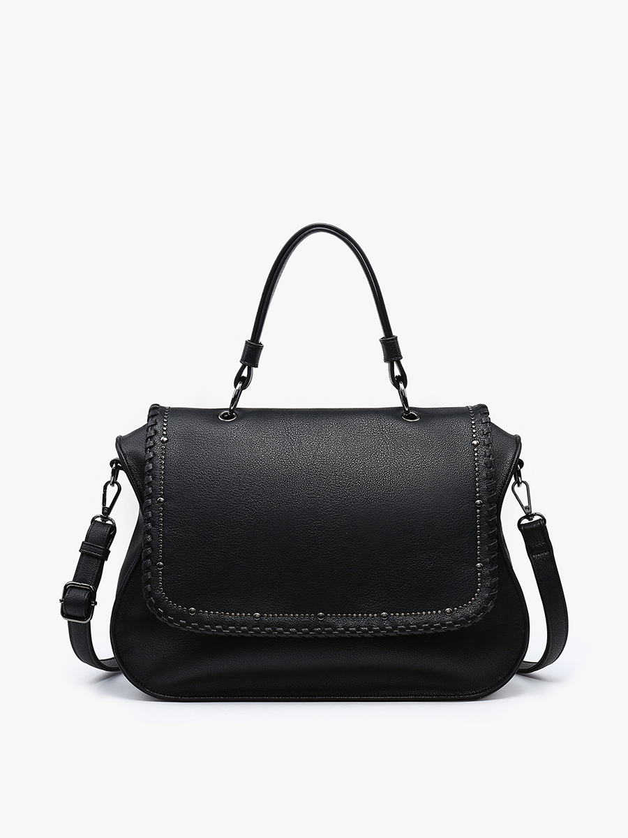 Cricket Studded Flapover Hobo Bag - Brown