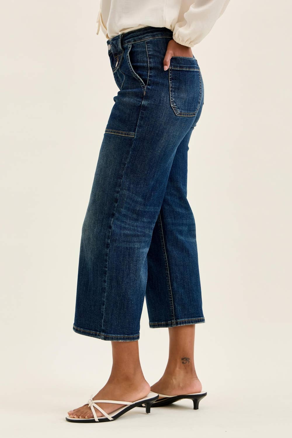 Evie Wide Crop Utility Jeans
