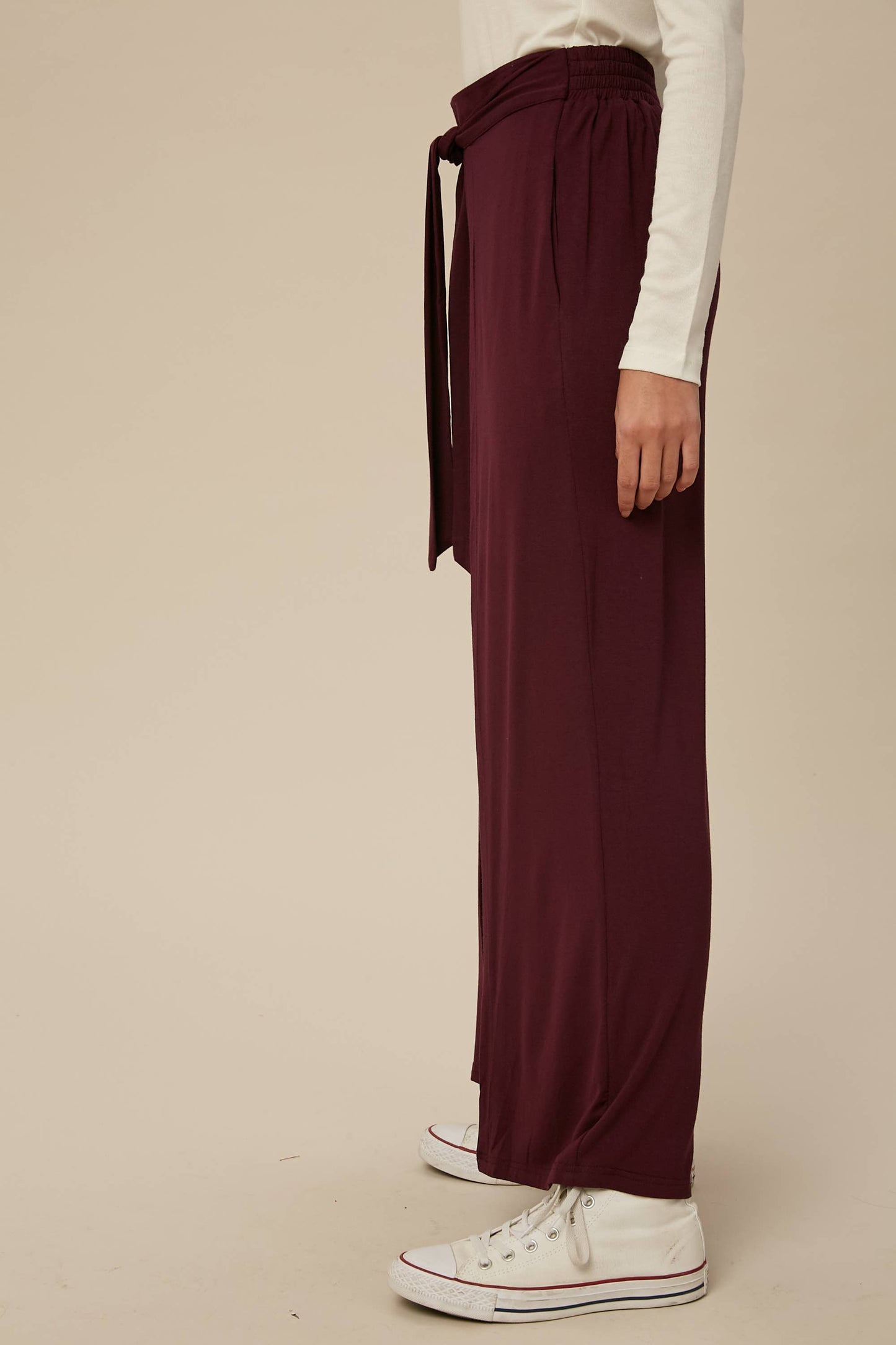 Cranberry Wrap Front Wide Leg Pants