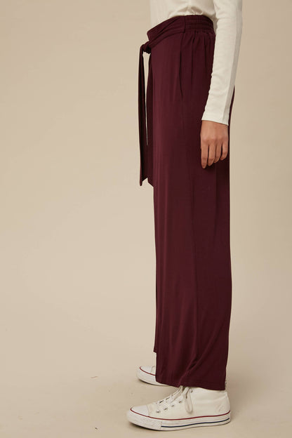 Cranberry Wrap Front Wide Leg Pants