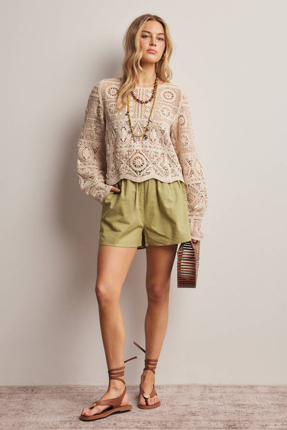 Oatmeal Linen Shorts