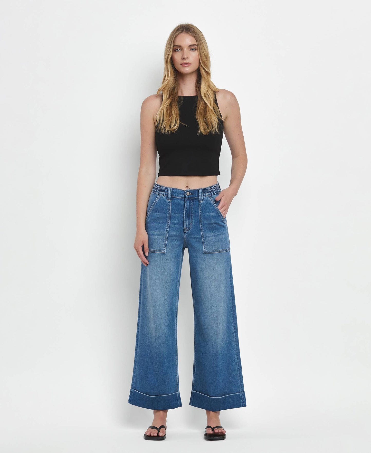 Envy Cuffed Wide Leg Jeans