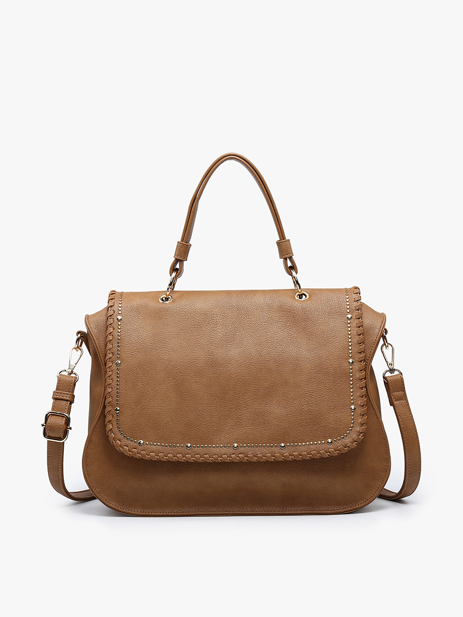 Cricket Studded Flapover Hobo Bag - Blue