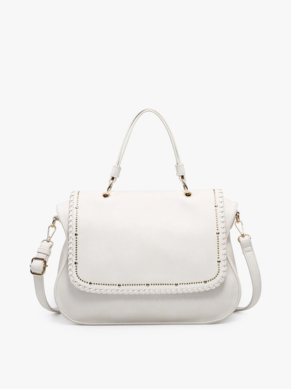 Cricket Studded Flapover Hobo Bag - Brown