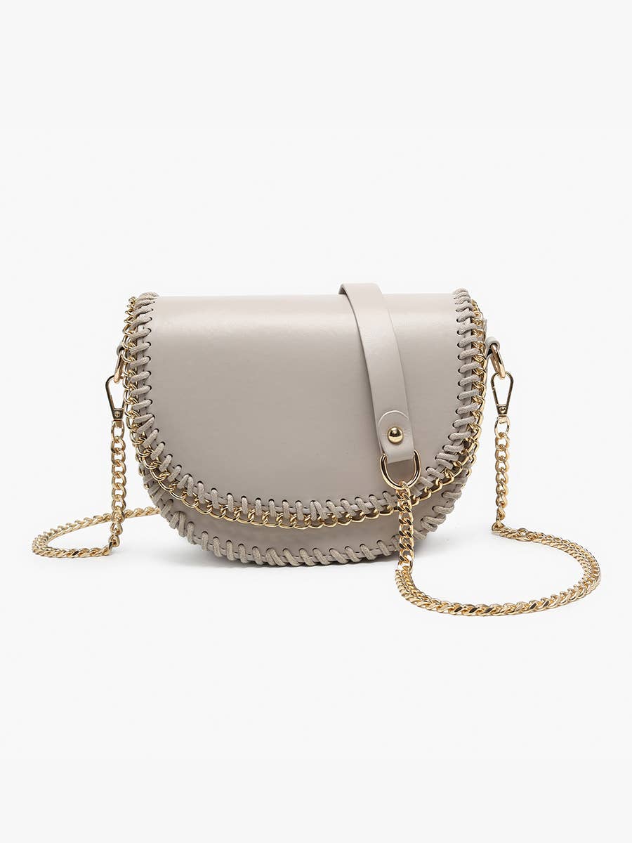 Istanbul Gold Chain Trim Crossbody - Greige