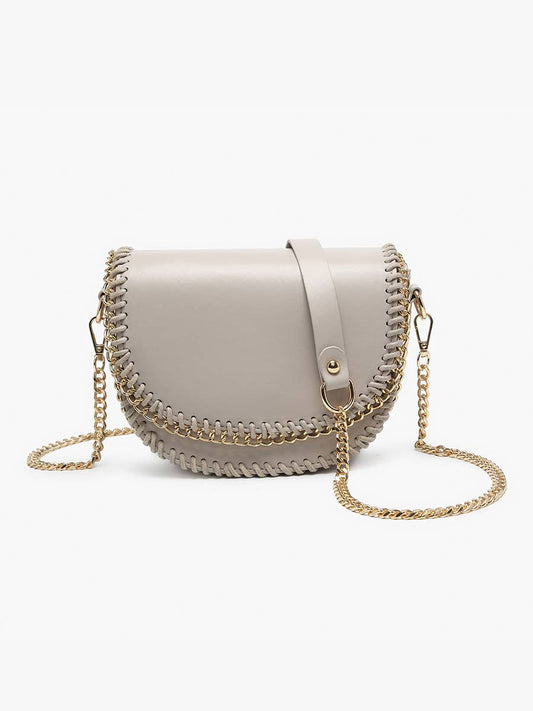 Istanbul Gold Chain Trim Crossbody - Greige