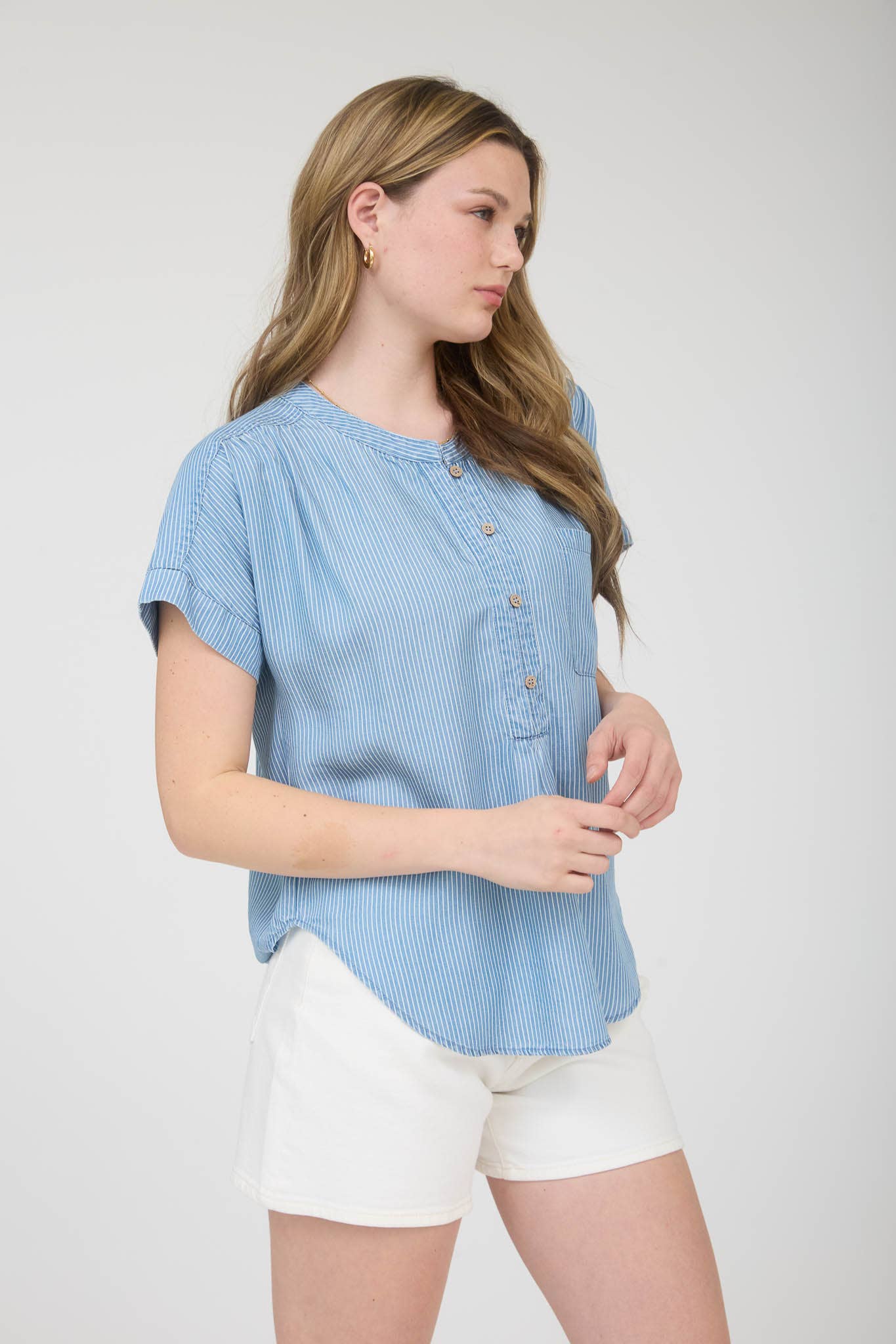 Nellie Chambray Henley Top