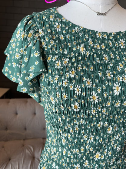 Daisy Smocked Ruffle Sleeve Top