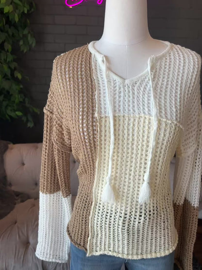 Colorblock Crochet Sweater