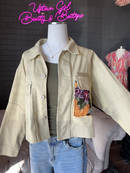Genevieve Floral Lace Denim Jacket
