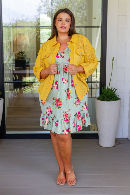 Sweeter Than Nectar Lace Button Down - Honey
