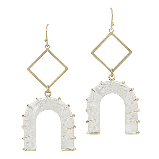 Gold and White Threaded Earrings