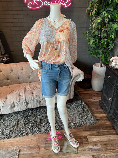 Cora Mid Rise Denim Shorts
