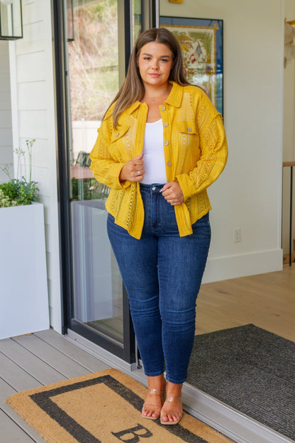 Sweeter Than Nectar Lace Button Down - Honey