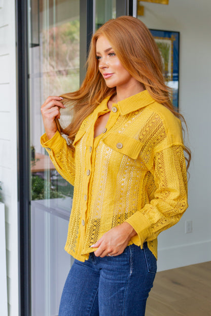 Sweeter Than Nectar Lace Button Down - Honey